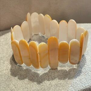 Orange Mother of Pearl Stretchy Bracelet 7-8”